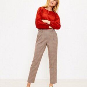 LOFT Pull On Tapered Pants in Plaid XLP